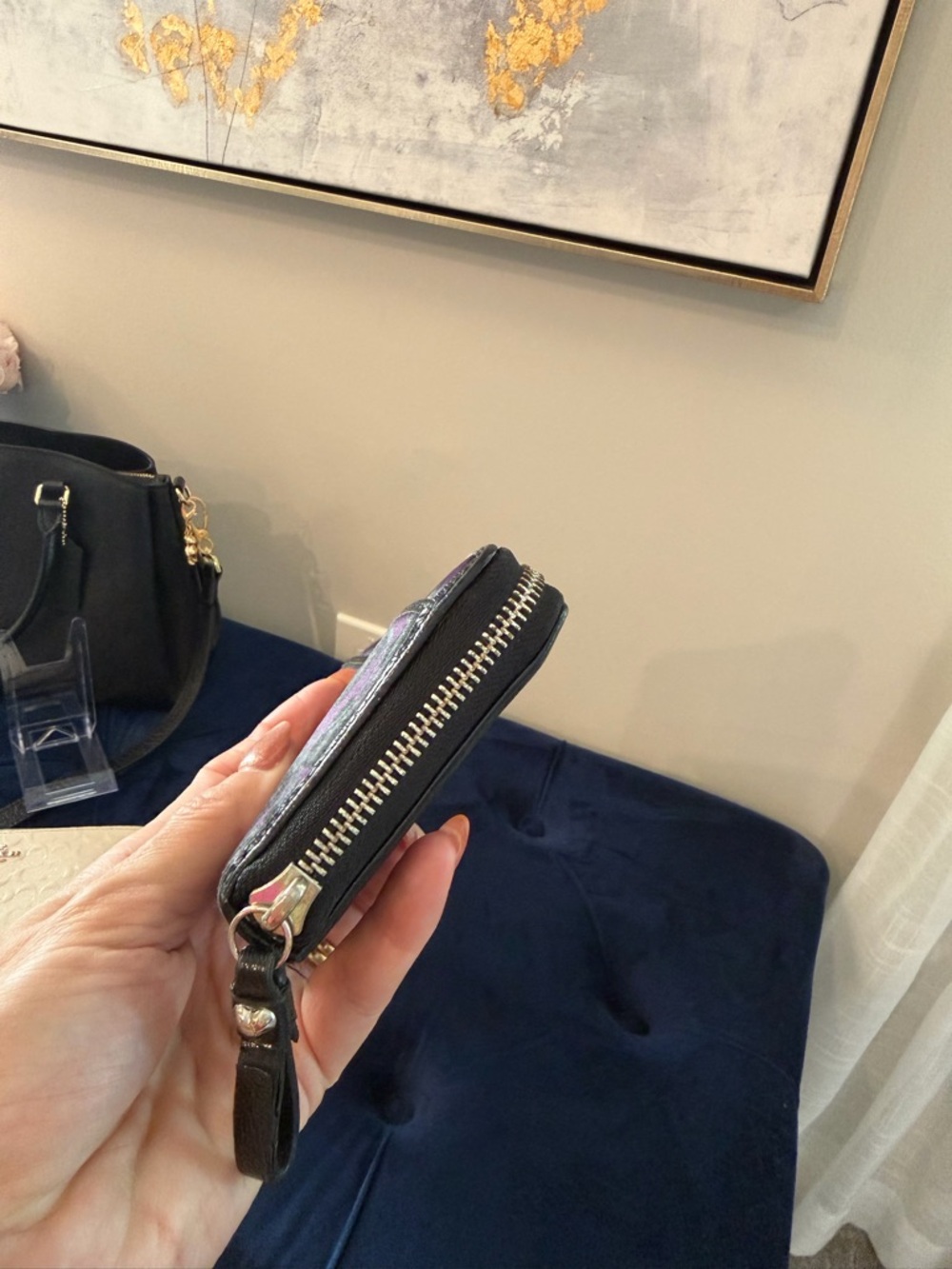 Coach Purple and Black Leopard Print Zip Wallet - Picture 10 of 12